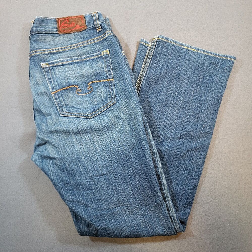 Blue Cult Mens Jeans 34 (Fits 33x32) Blue Denim Distressed Straight Leg